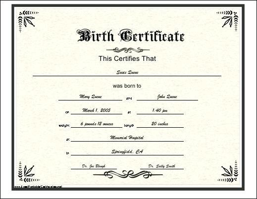 German Birth Certificate Template