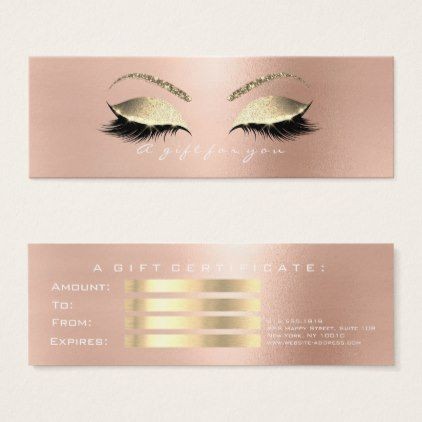 Gift Certificate Rose Gold Lashes Makeup White Pin Beauty Eyelash Extension Template