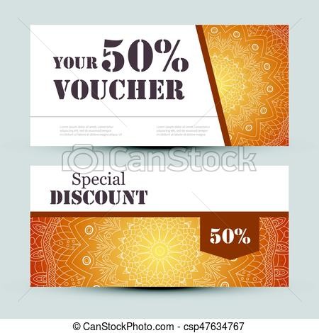 Gift Voucher Template With Mandala Design Certificate For Sport Or
