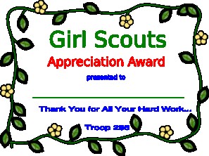 Girl Scout Appreciation Clip Art At Clker Com Vector Certificate Of