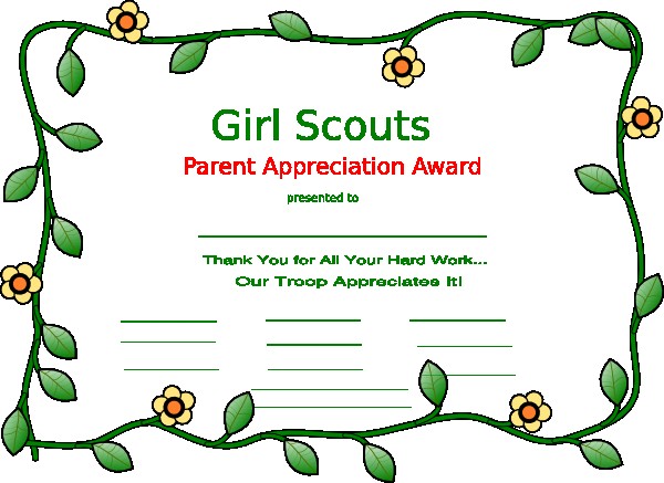Girl Scout Certificate Templates Clip Art Vector Of Appreciation
