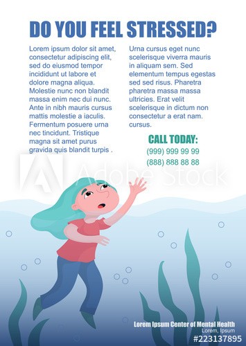 Girl Woman Drowning In Deep Water Crying For Help Depression Mental Health Flyer