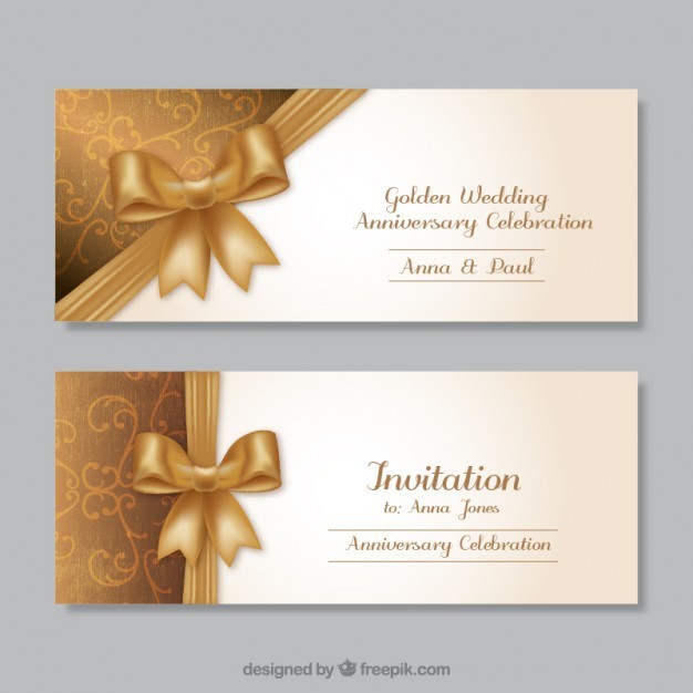 Golden Wedding Anniversary Invitations Vector Free Download 50th Certificate Template