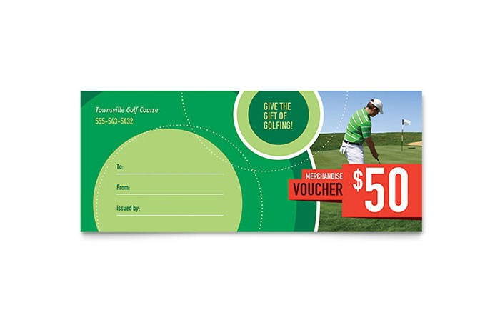 Golf Tournament Gift Certificate Template Design Fitness Card