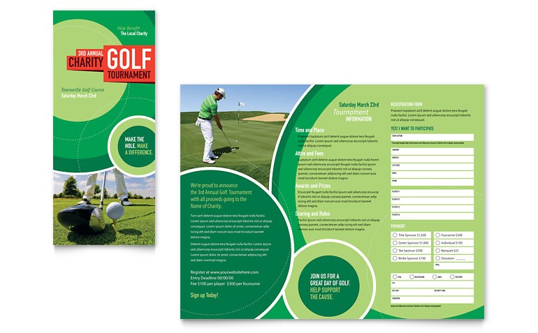 Golf Tournament Tri Fold Brochure Template Word Publisher Agriculture Templates