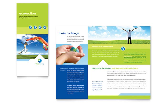 Green Living Recycling Tri Fold Brochure Template Design