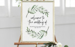 Greenery Wedding Sign Welcome Fonts