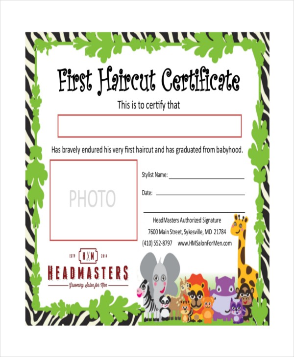 Haircut Certificate Template 5 Free PDF Documents Download My First