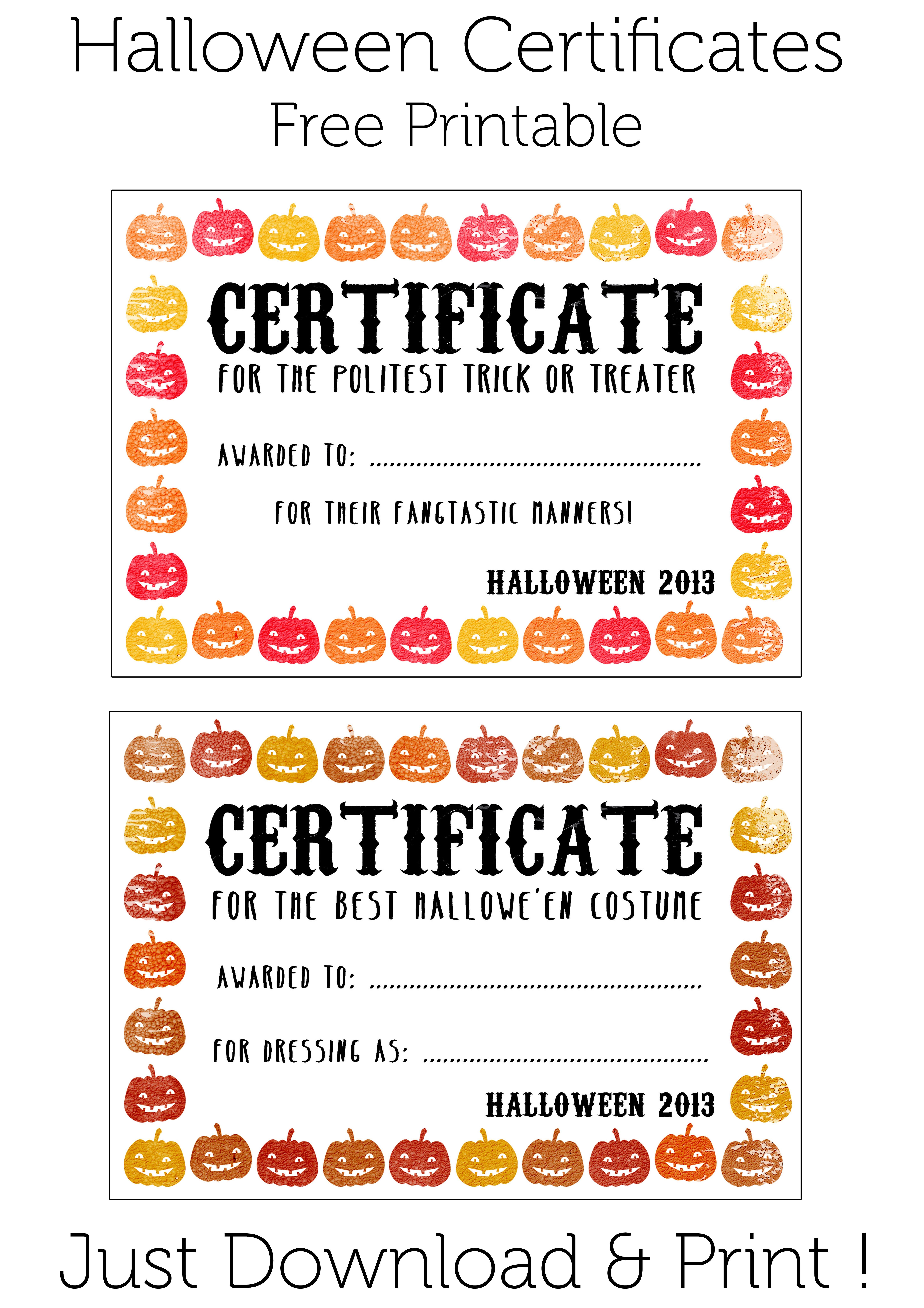 Halloween Certificates Give Them Out To Trick O Treaters As Well Download