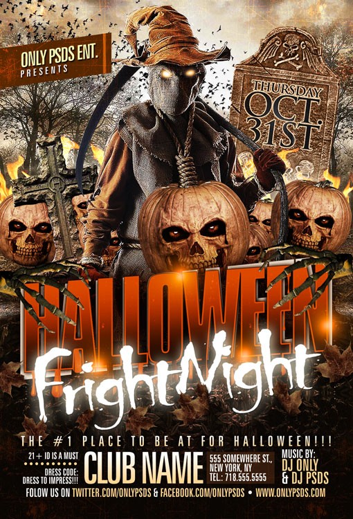 Halloween Fright Night Flyer Template PSD Templates OnlyPSDS Com Psd