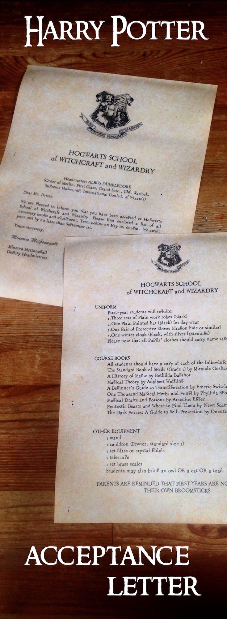 Harry Potter Hogwarts Acceptance Letter Paper Trail Design Make Your Own