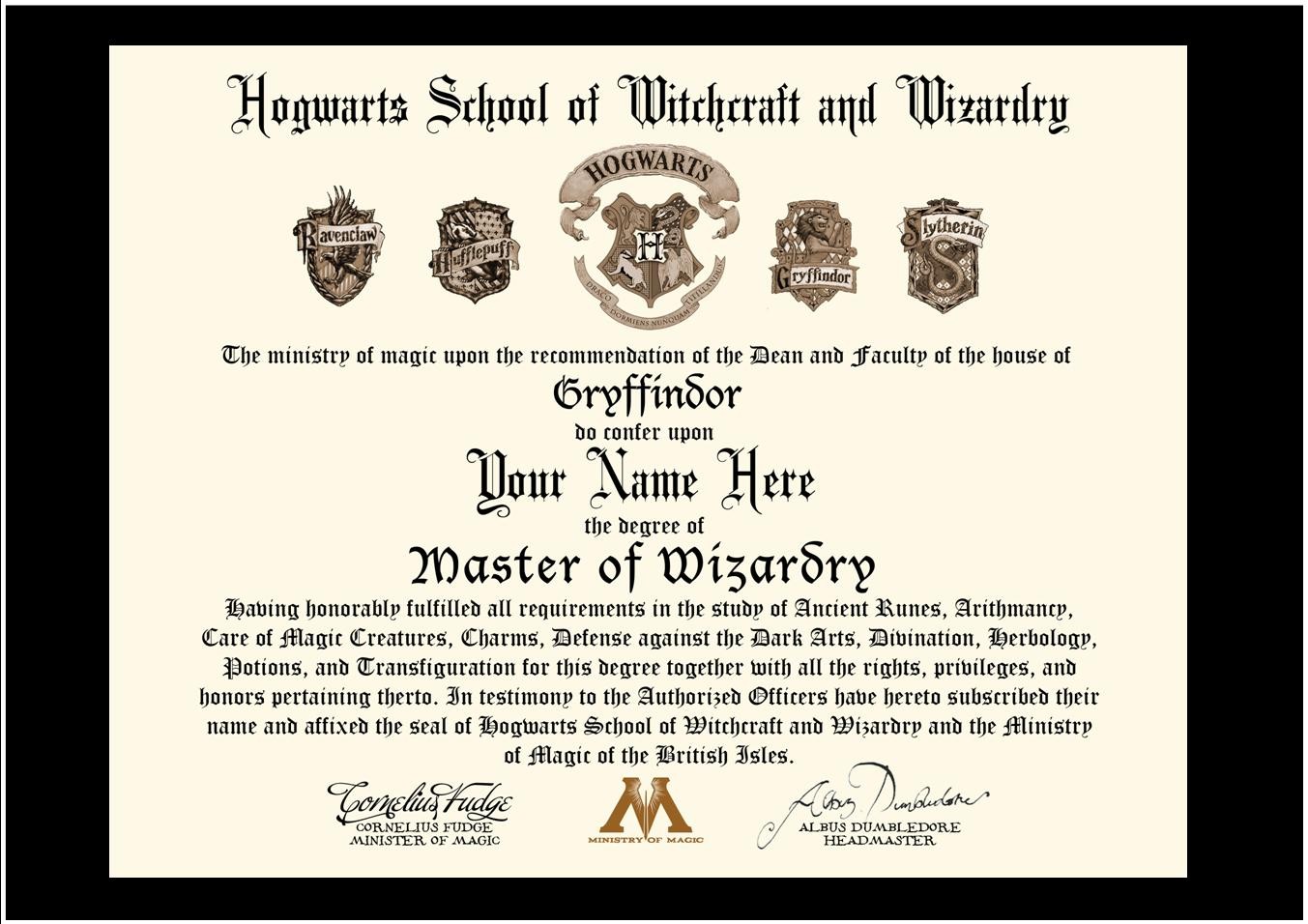 Harry Potter Hogwarts Diploma Customizable On Storenvy