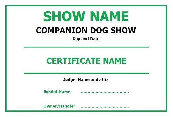 Holding Your Own Show Dorset Dog Ownership Tips Certificate Template