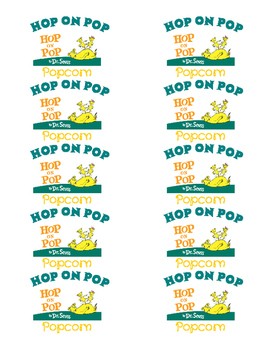 Hop On Pop Popcorn Labels By Cotton Picking Pretty Teacher TpT About To