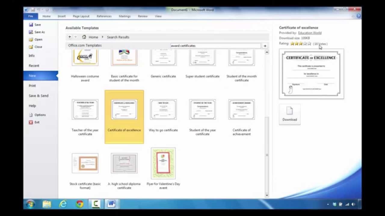 How To Create An Award Certificate In Microsoft Word 2010 YouTube A