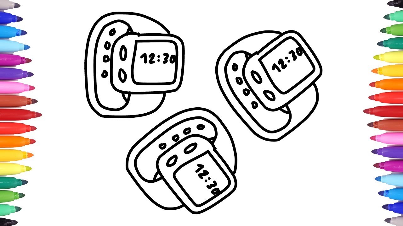 How To Draw Smartwatch Coloring Pages For Kids Electronic Watch Smart