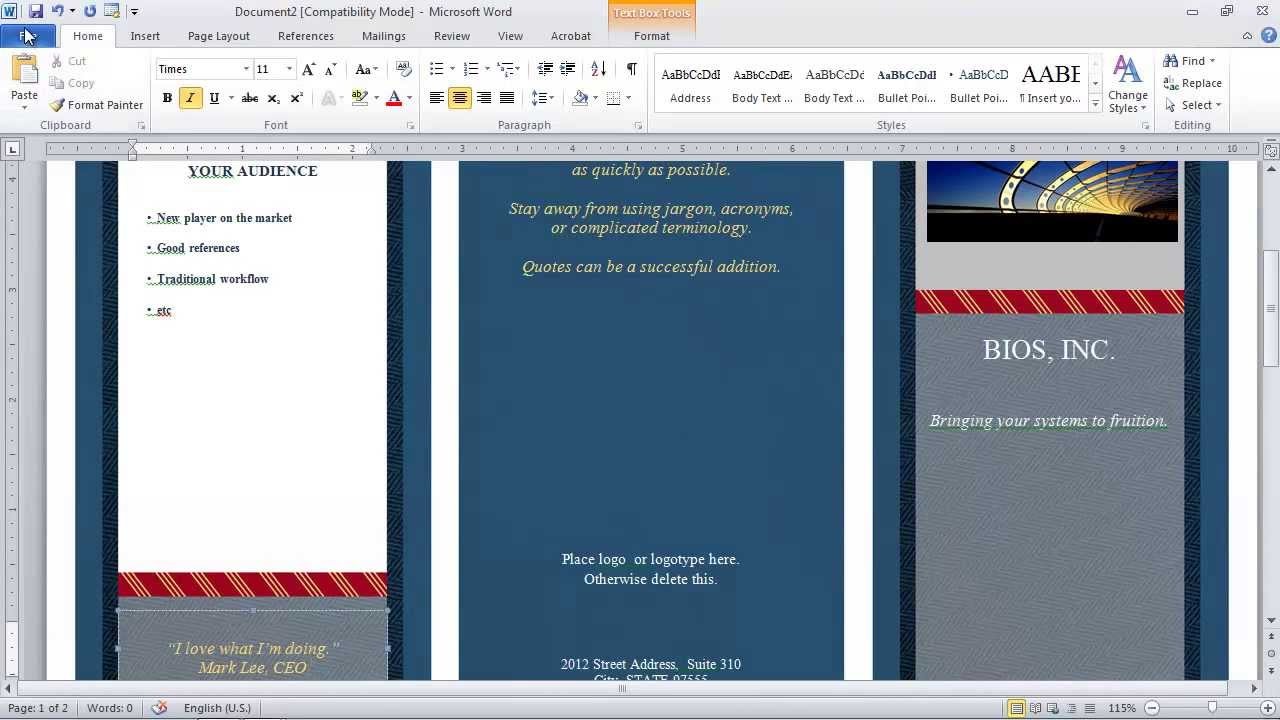 How To Make A Brochure In Microsoft Word YouTube Create Trifold 2007
