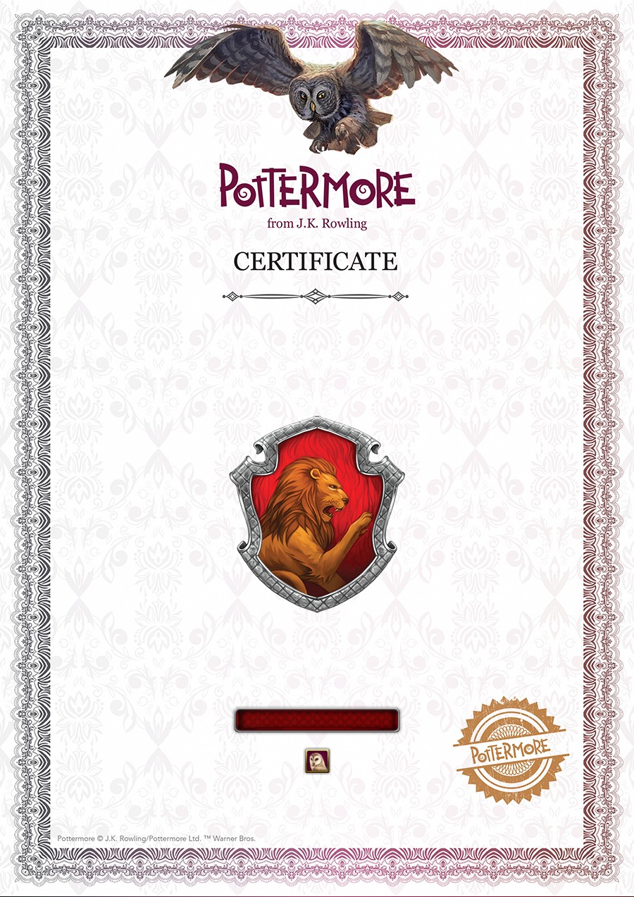Image Gryffindor Certificate Pottermore Png Harry Potter Wiki Template