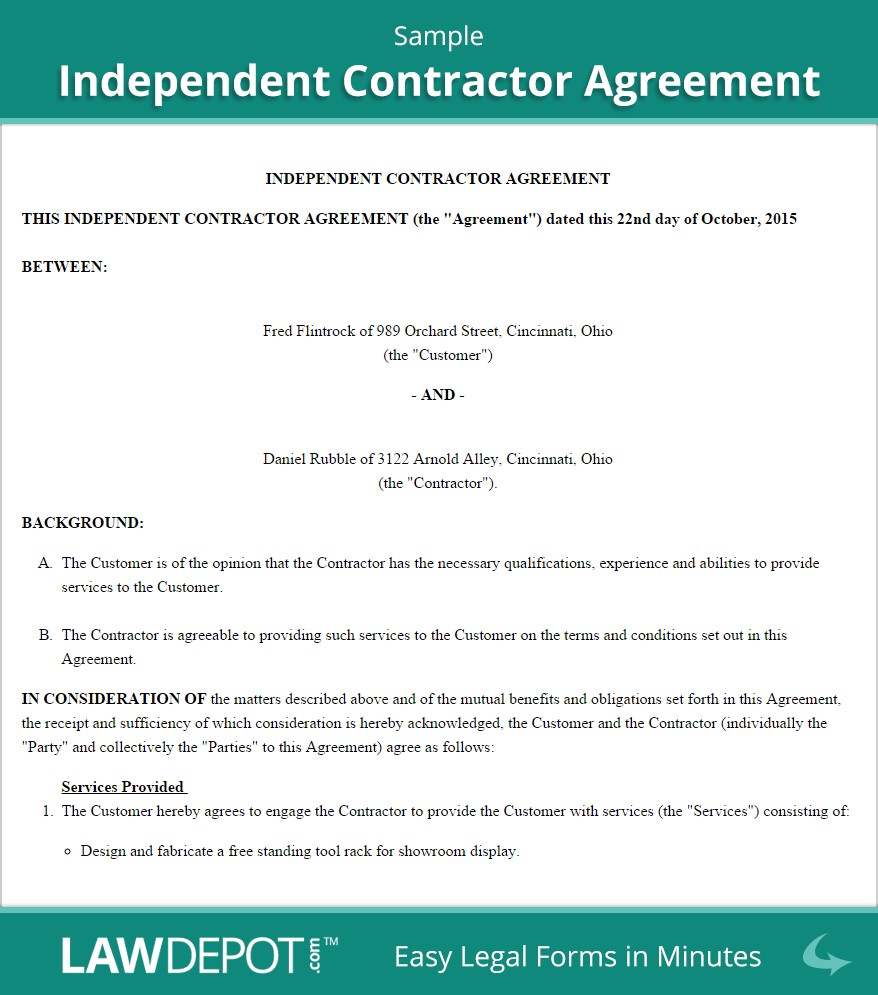 Independent Contractor Agreement Template US LawDepot Canada