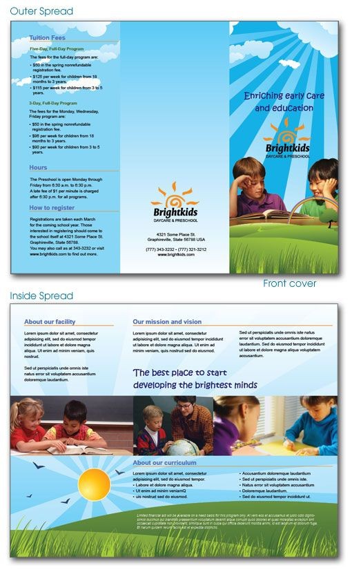 Indesign Template Daycare Preschool Brochure Ideas