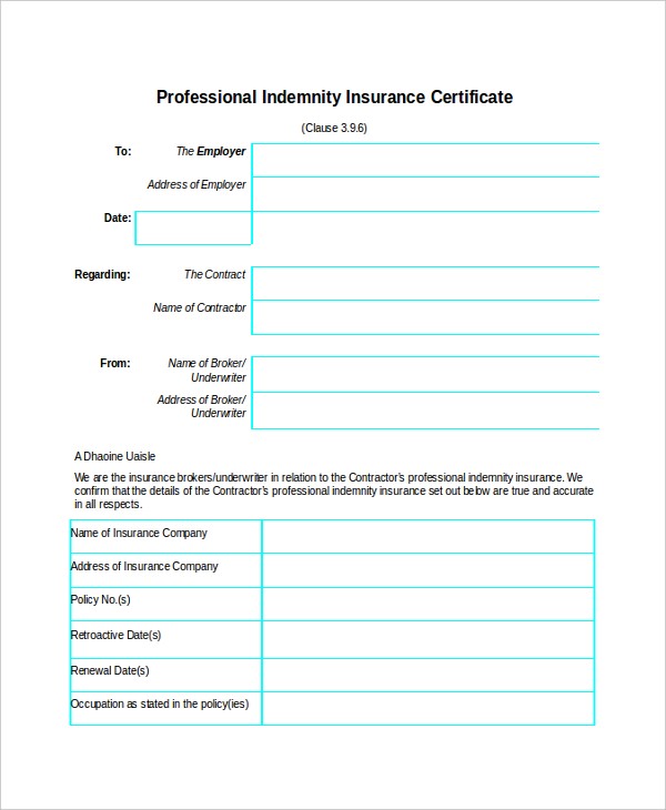 Insurance Certificate Template 10 Free Word PDF Documents Motor