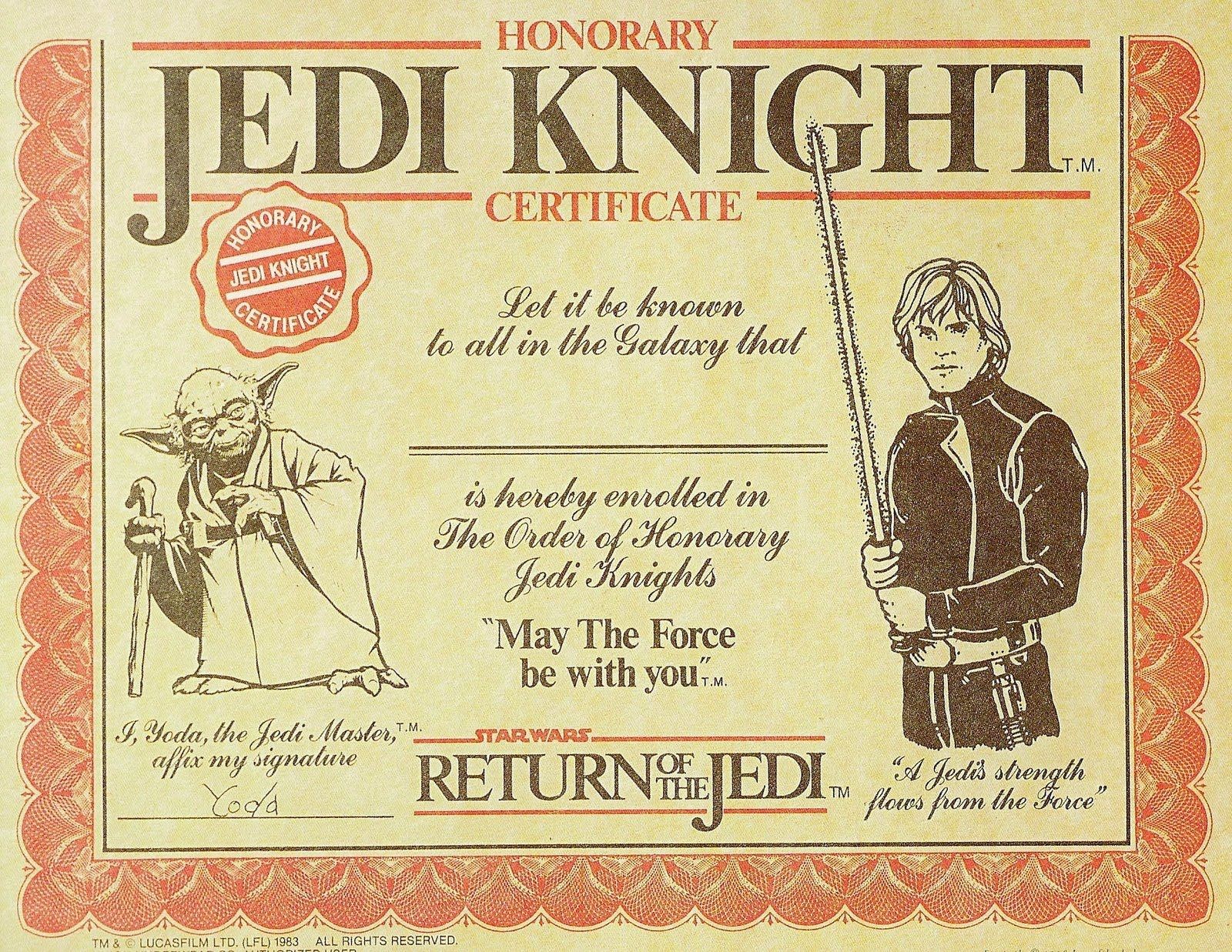 Jedi Knight Certificate To Make For Baby And Hubby Ha Love It