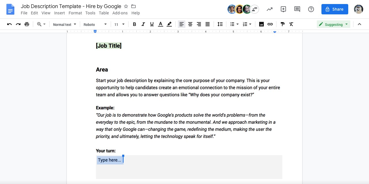 Job Description Template And Guide Hire By Google