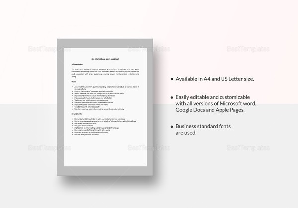 Job Description Templates 32 Free Word Excel PDF Google Template