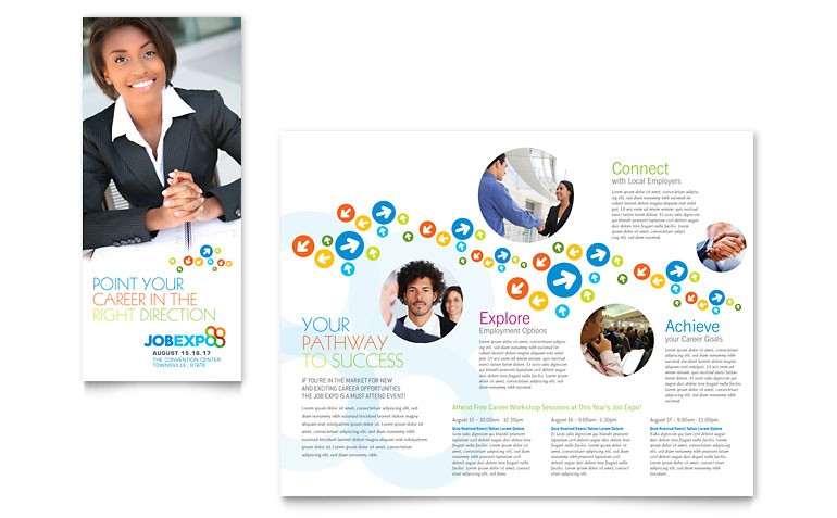 Job Expo Career Fair Tri Fold Brochure Template Word Publisher