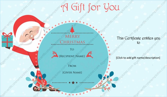 Jovial Santa Christmas Gift Certificate Template
