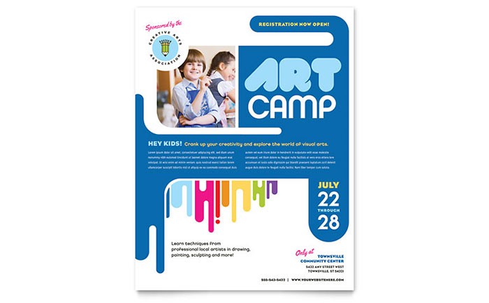 Kids Art Camp Flyer Template Design Flyers Templates Free