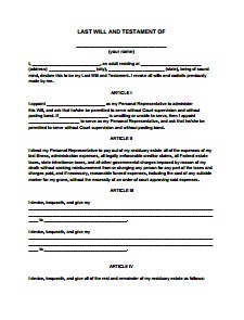 Last Will And Testament Form Free Download Create Edit Print Basic Template