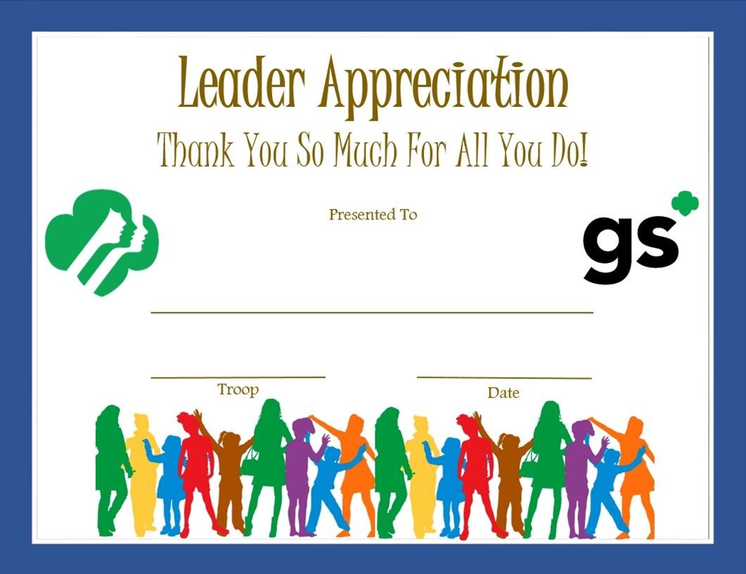 Leader Appreciation Certificate Girl Scouts Pinterest Scout Of