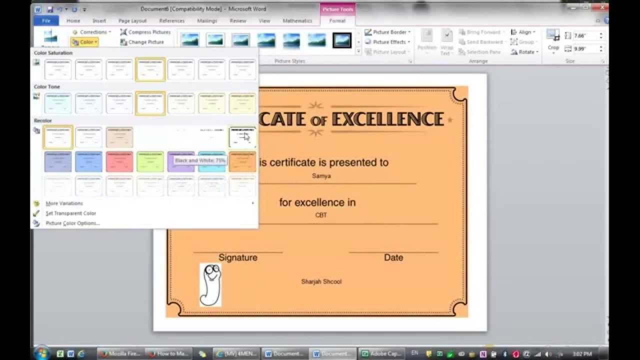 Lesson 2 Learning How To Make Certificate MS Word 2010 YouTube Create A