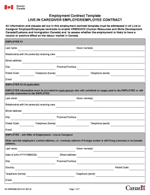 Live In Caregiver Contract Sample Fill Online Printable Fillable Home Employer Employee