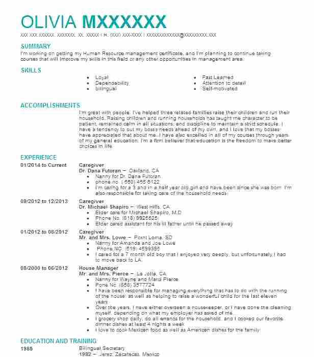 Live In Caregiver Contract Template Resume Objectives Employment