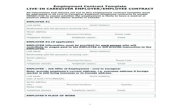 Live In Caregiver Contract Template Ziweijie Info Employment