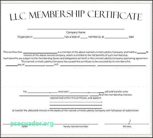Llc Membership Certificate Template Word