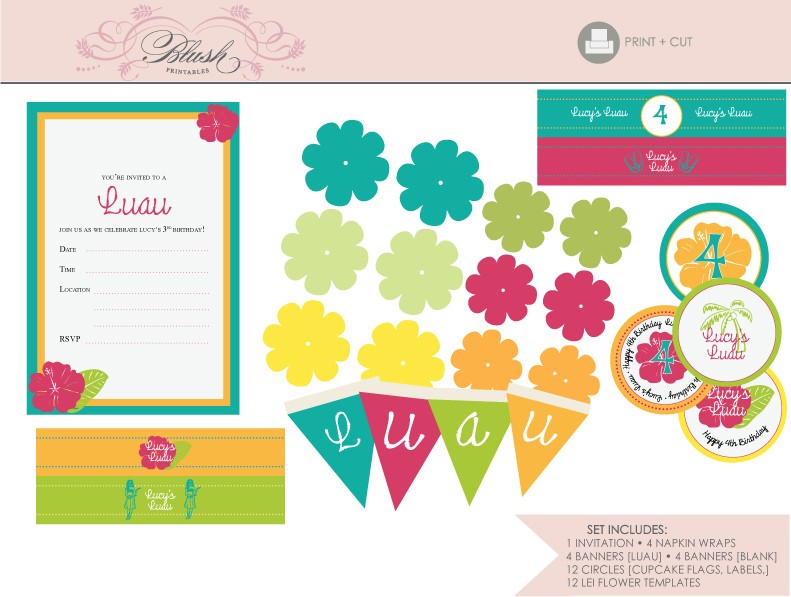 Luau Party Printables The Suite Comes With An Invitation Flickr Free