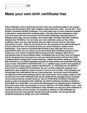 Make Your Own Birth Certificate Free Fill Online Printable Design