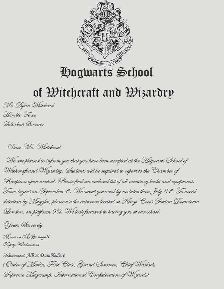 Make Your Own Hogwarts Acceptance Letter