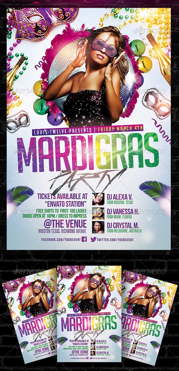 Mardi Gras Carnival Party Flyer Template By LouisTwelve Design Templates Free