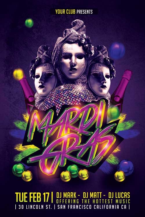 Mardi Gras Flyer PSD Download Xtremeflyers Best Templates Party Free