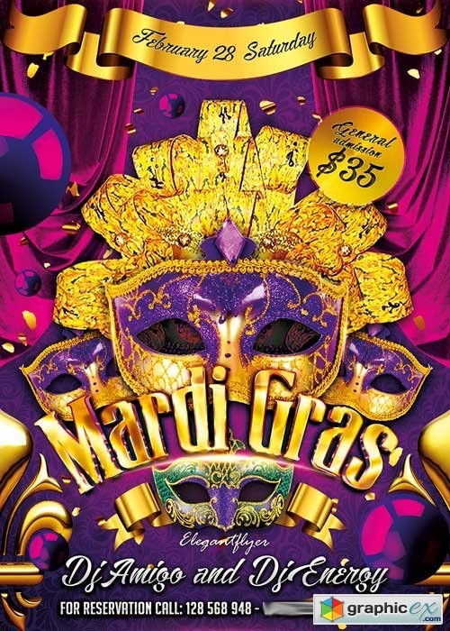 Mardi Gras Flyer PSD Template Facebook Cover Free Download Psd