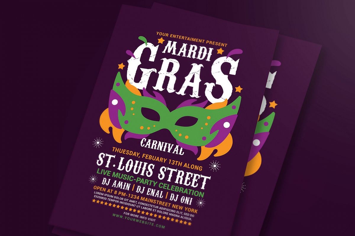 Mardi Gras Flyer Template Background