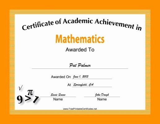 Math Award Template Elegant 54 Awesome Certificate