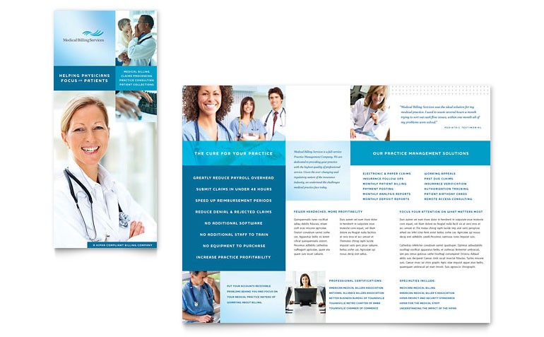 Medical Billing Coding Tri Fold Brochure Template Word Publisher Doctor S Office