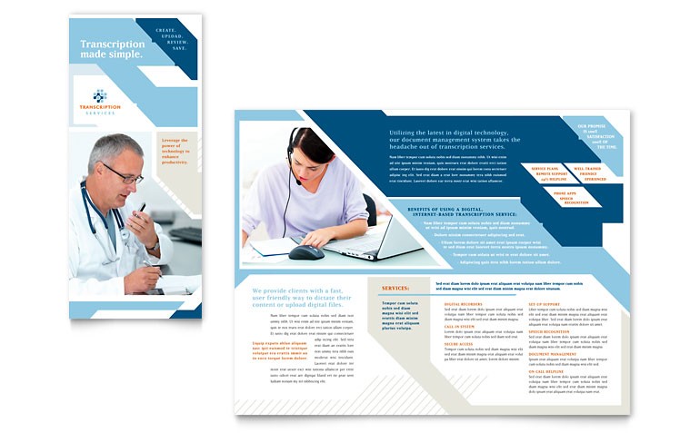 Medical Transcription Tri Fold Brochure Template Word Publisher