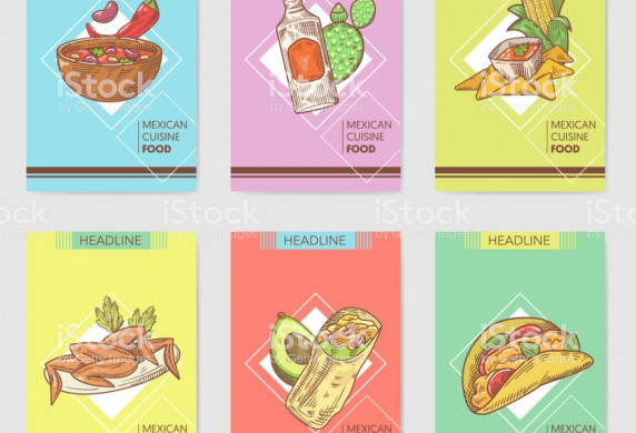 Mexican Food Hand Drawn Brochure Template Set Mexico Traditional