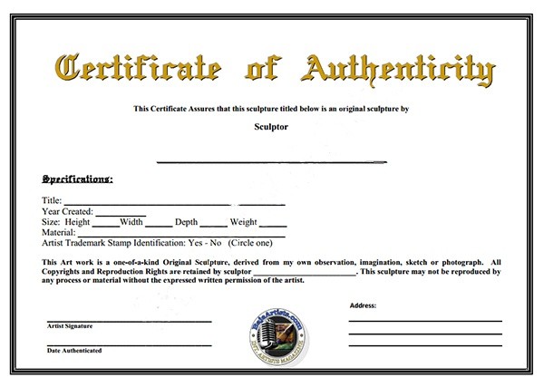 Certificate Of Authenticity Template Microsoft Word - carlynstudio.us